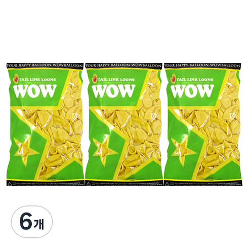 와우파티코리아 와우링커룬 풍선 15cm 50p, 펄옐로우, 6개