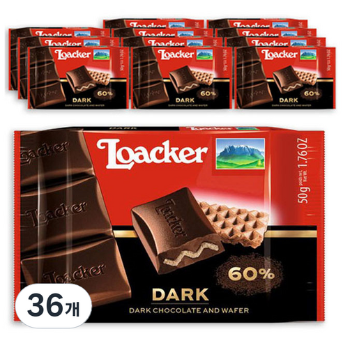 로아커 초콜릿 클래식 다크, 50g, 36개