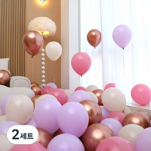 피앤비유니티 풍선 50p 세트 로즈골드, 12 로즈골드 러블리 4색혼합, 2세트