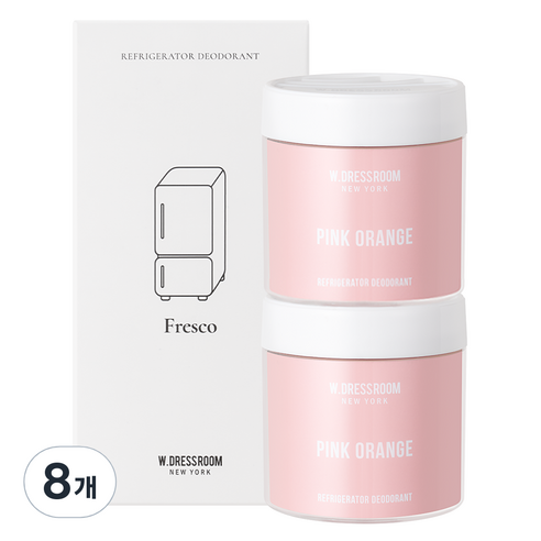 더블유드레스룸 냉장고 탈취제 핑크오렌지 본품, 120g, 8개