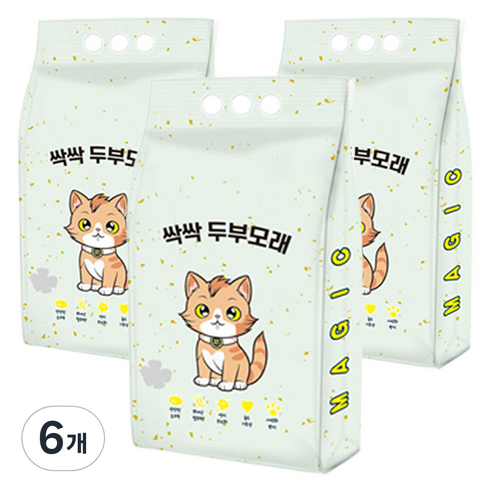 메디펫 고양이 싹싹 두부모래 가는입자, 6개, 8L, 녹차향