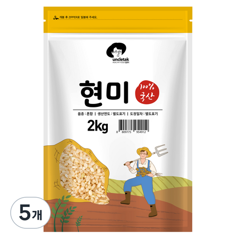 엉클탁 국산 현미, 2kg, 5개