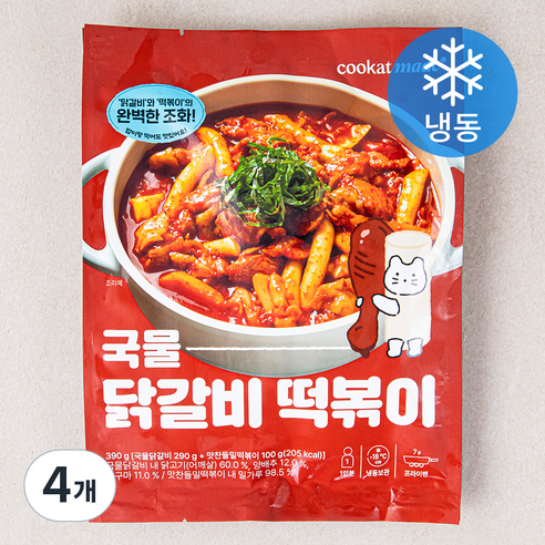 쿠캣 국물 닭갈비 떡볶이 (냉동), 390g, 4개