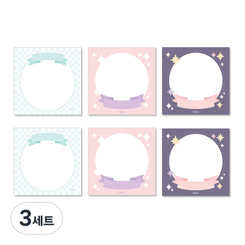 플레플레 과일 리본 메모지 3종 x 2p세트, 민트 리본, 퍼플 리본, 밤하늘 리본, 3세트
