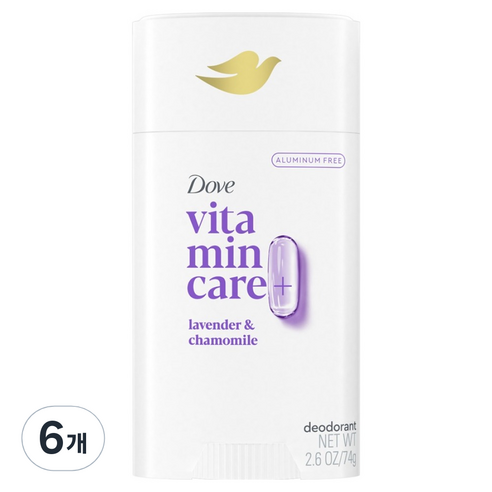 도브 비타민 케어 플러스 데오드란트 스틱 라벤더 앤 캐모마일 향, 74g, 6개