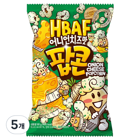 바프 어니언치즈맛 팝콘, 80g, 5개