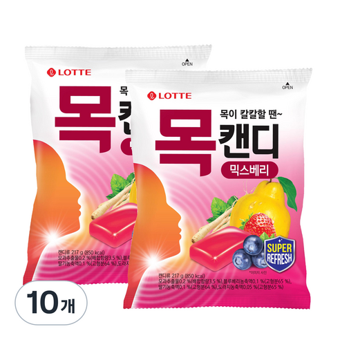 롯데제과 목캔디 믹스베리, 10개, 217g