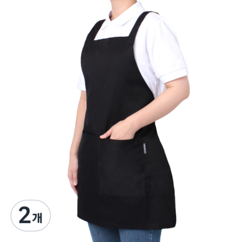 라미아스텔라 도톰한 H형 카페 바리스타 앞치마 S, 블랙, 2개