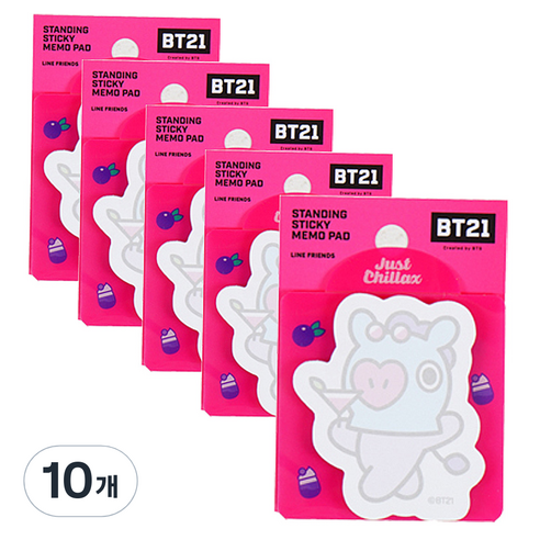 스튜디오에잇 BT21 투명 스탠딩 점착 메모지 망, 혼합색상, 10개