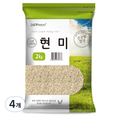 건강한밥상 국산 현미, 2kg, 4개