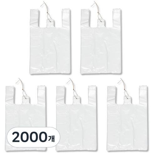 애니돌 손잡이 마트 비닐봉투 유백, 8L, 2000개