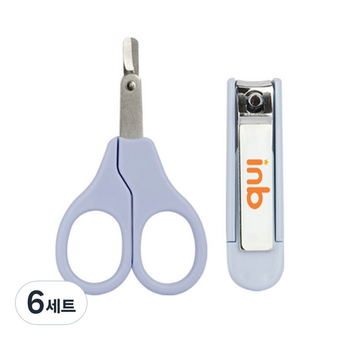 아이앤비 유아용 손톱가위 + 손톱깎이 세트, 하늘색, 6세트
