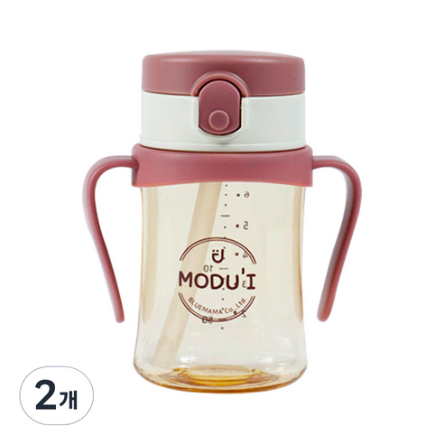 블루마마 모두아이 리뉴얼 원터치 빨대컵 200ml, 핑크, 2개