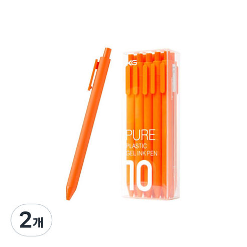 동아피엠에스 KACO PURE 컬러 소프트 젤펜 블랙심 0.5mm 10p, 오렌지, 2개