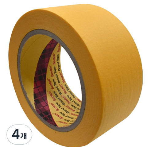 스카치 쓰리엠 무잔사 내열 종이 마스킹 테이프 노란색 48mm x 50m, 4개