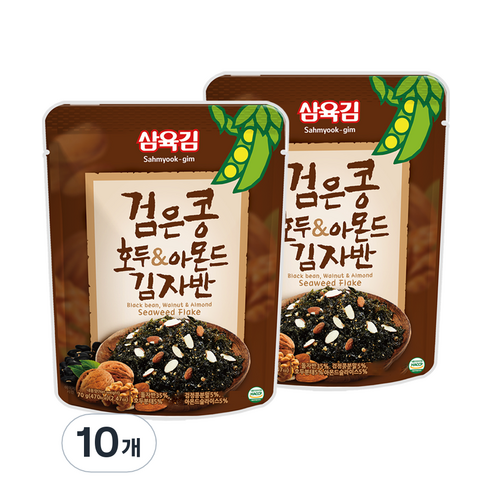 삼육김 검은콩 호두 아몬드 김자반, 70g, 10개