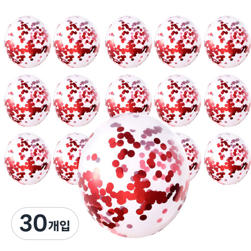 윰스 샤인스팽글 파티풍선, 레드, 30개
