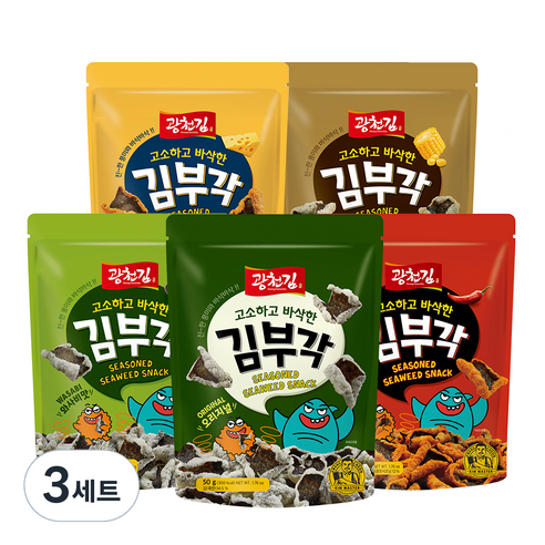 광천김 고소하고 바삭한 김부각 50g x 5종 세트, 3세트