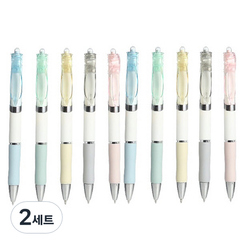 피어니스트 모란디 심플 펜 0.5mm x 5종 x 2p 세트, 블루, 그린, 옐로우, 그레이, 핑크, 2세트