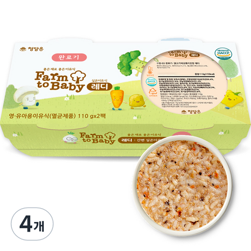 팜투베이비 레디 실온이유식 완료기 닭고기버섯흑미진밥, 110g, 4개