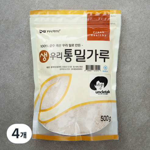 대구농산 국내산 생 우리통밀가루, 500g, 4개