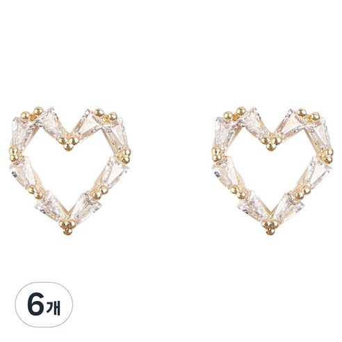 젤로젤로 하트 스톤 네일 파츠 JCP-1, 6개, 골드(JCP-13)