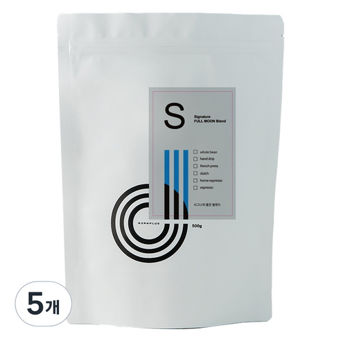 빈플러스 시그니처 풀문 블렌드 커피 원두, 500g, 5개, 홀빈(분쇄안함)