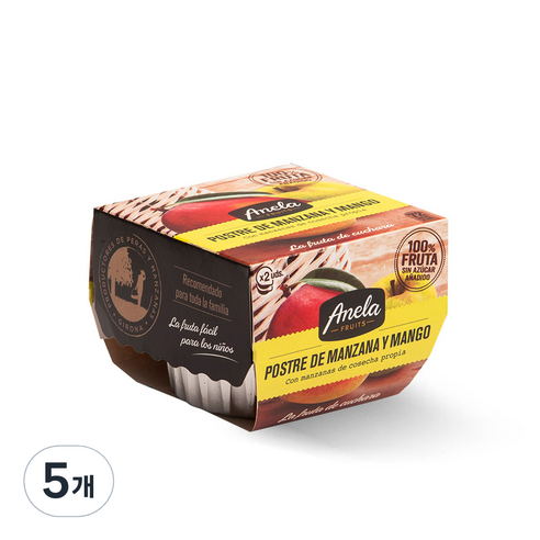 아넬라 생과일 프리미엄 디저트 과일퓨레 2p, 망고, 200g, 5개
