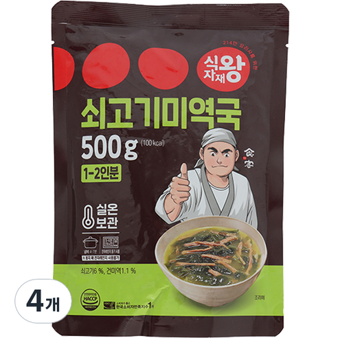 식자재왕 쇠고기미역국, 500g, 4개