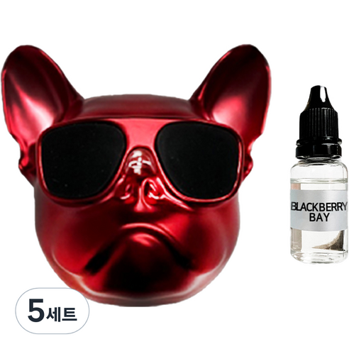 엠퓨처 차량용 불독 방향제 매트레드 + 오일 15ml + 클립 3cm + 오일솜 세트, 블랙베리베이, 5세트