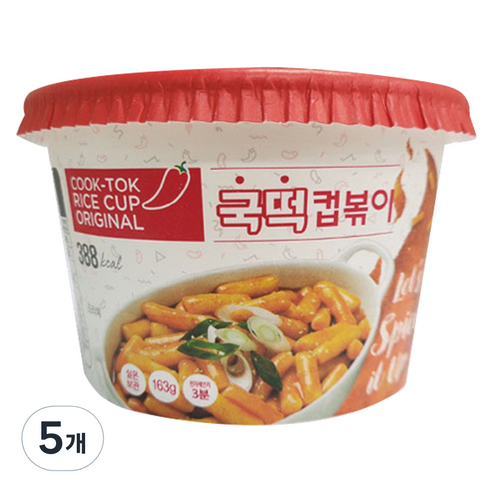 추억의국민학교떡볶이 국떡 컵볶이 오리지날, 163g, 5개