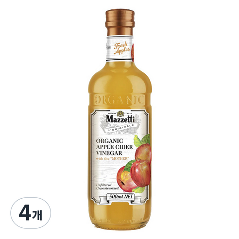 마제티 유기농 애플 사이다 식초, 4개, 500ml