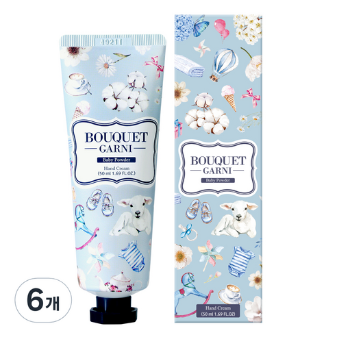 부케가르니 핸드크림 베이비파우더, 50ml, 6개
