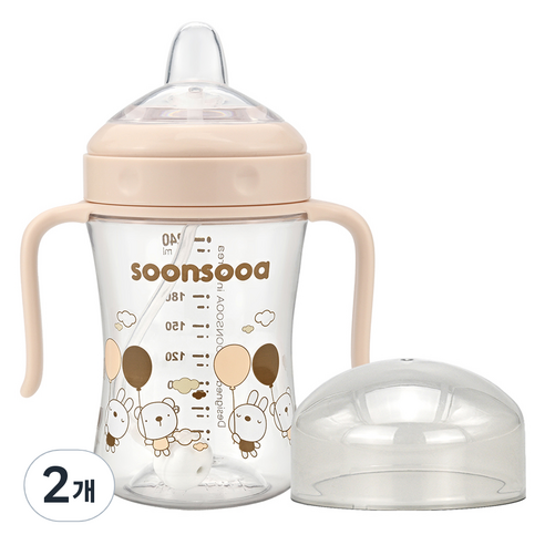 순수아 트라이탄 스파우트컵, 240ml, 2개, 베이지