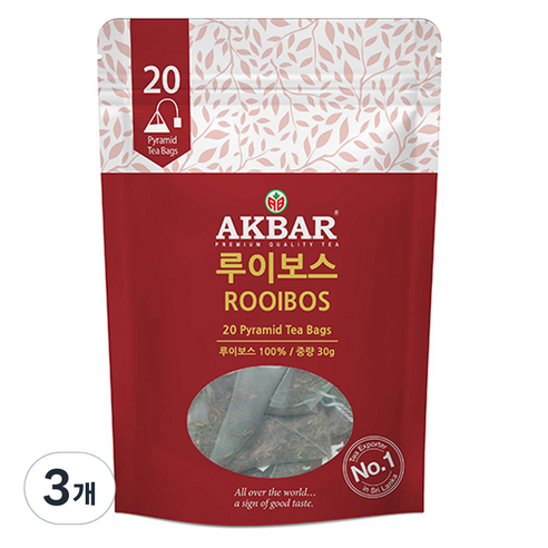 아크바 루이보스 허브티 피라밋 티백, 1.5g, 20개입, 3개