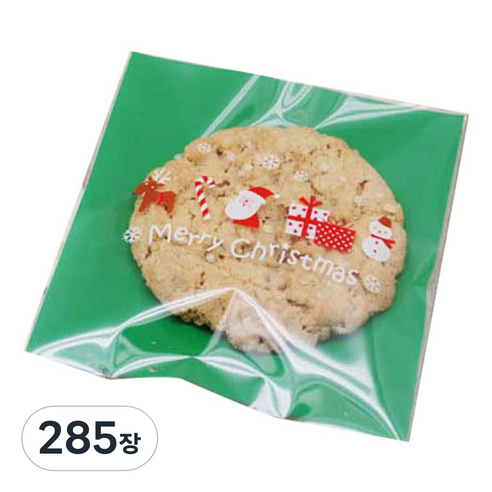크리스마스 접착 OPP 포장봉투, X-mas 아이콘 그린, 285장