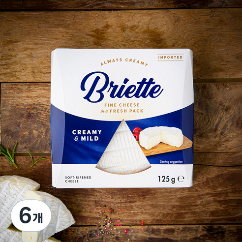 브리에뜨 크리미 앤 마일드 치즈, 125g, 1개입, 6개
