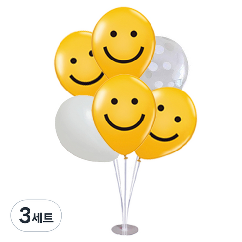미미파티 생일 파티 스마일 풍선 멀티 스탠드 세트, 믹스스마일, 3세트
