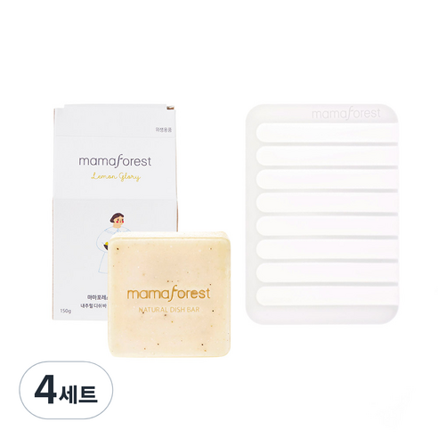 마마포레스트 내추럴 고체 주방세제 레몬글로리 150g + 트레이 세트, 4세트