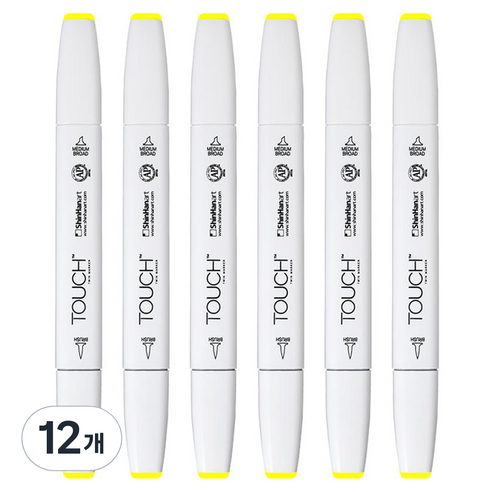 터치 트윈 브러쉬 마카 123 FLUORESCENT YELLOW, 1색, 12개