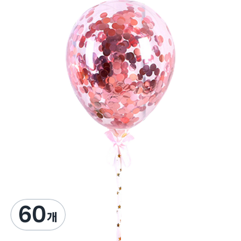 하이어리 파티용 투명 컨페티 풍선 원형, 레드, 60개