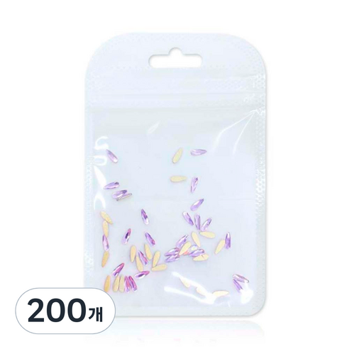 메이브라운 네일스톤 대용량 스몰롱드롭 네일파츠 2 x 6 mm, 연보라, 200개