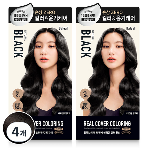 달리프 세라바이옴 컬러 리얼 새치전용 염모제 120g, 내추럴블랙, 4개