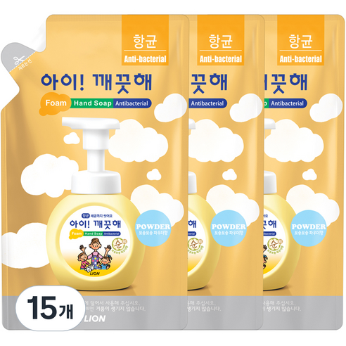 아이깨끗해 순 핸드워시 파우더향, 15개, 450ml