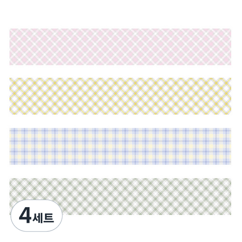 마켓A 플레이드 종이 마스킹테이프 2cm x 2m 4종 세트, TYPE1, 4세트