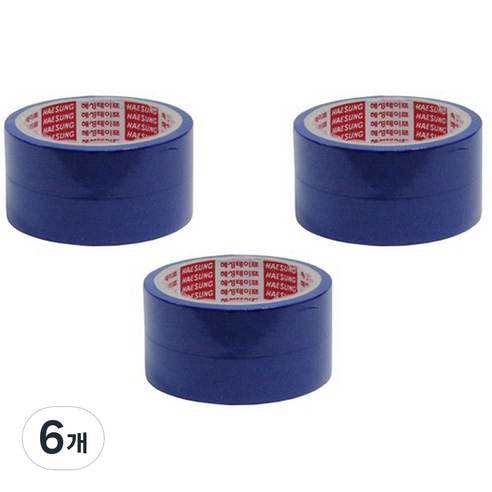 혜성테이프 칼라 마스킹테이프 종이테이프 파랑 24mm(폭) x 15M, 6개