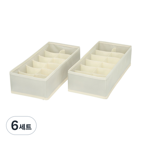 코멧 홈 프리미엄 속옷정리함 12칸 2개입, 베이지, 6세트