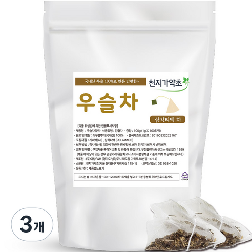 천지가약초 국내산 우슬차 삼각티백, 100g, 100개입, 3개