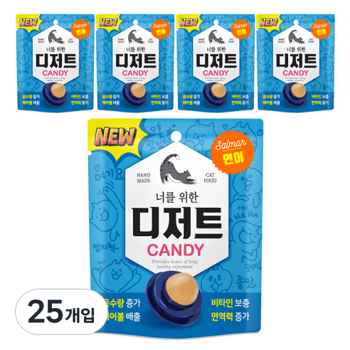 너를위한디저트 고양이 캔디, 연어맛, 3.5g, 25개