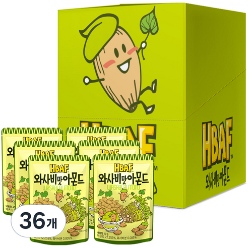 탐스 와사비맛 아몬드, 40g, 36개
